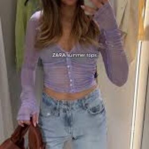 Blue Zara Mesh Top, new without tags
